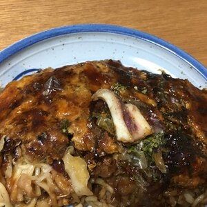 チャレンジ！イカ&エビ入り広島焼き